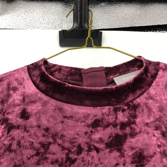 B. young Purple crushed velvet bodycon high neck tube dress short sleeves - Picture 3 of 16